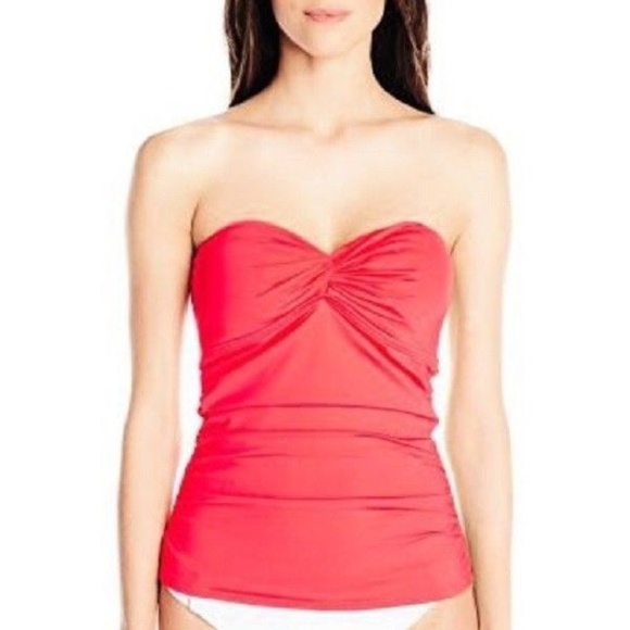 Calvin Klein Solid Bandeau Tankini Top - Picture 2 of 4